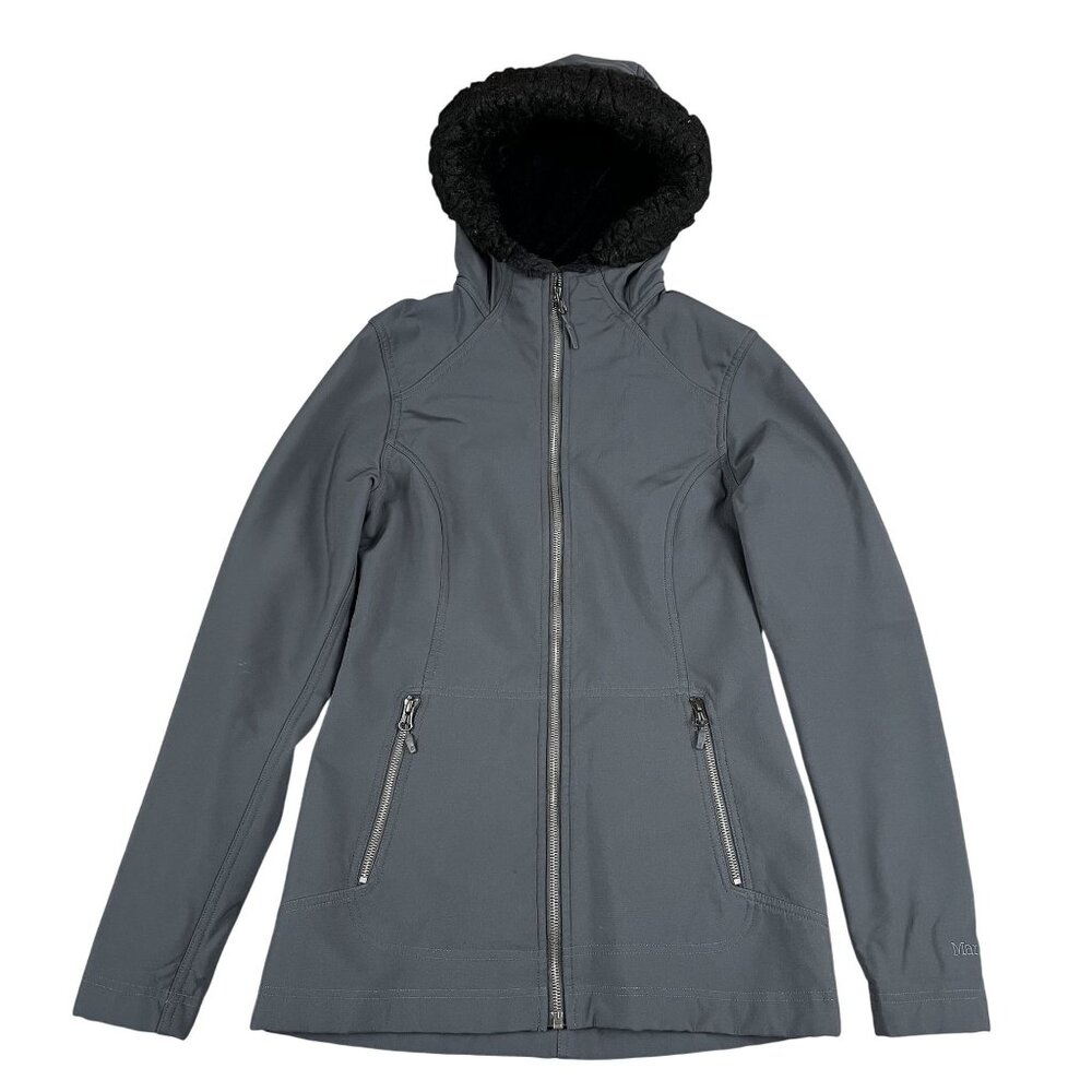 Marmot Womens Tranquility Grey Faux Fur Lined Softshell Jacket Sz XS